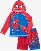 Spider-Man Little Boys Hooded Rashguard and Swim Trunks 2-Piece Swimsuit