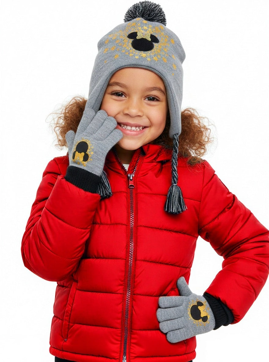 Minnie Mouse Hat and Glove Set