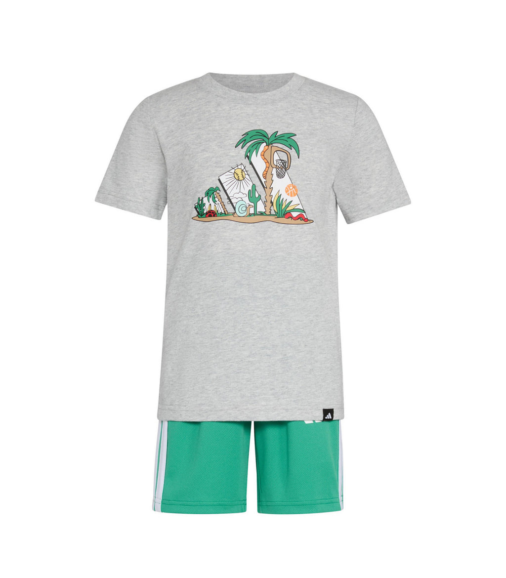 Adidas Toddler and Little Boys Graphic T-Shirt and Stripe Shorts, 2-Piece Set