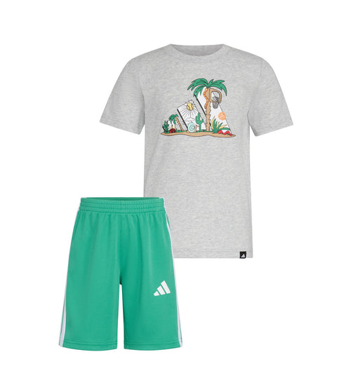 Adidas Toddler and Little Boys Graphic T-Shirt and Stripe Shorts, 2-Piece Set