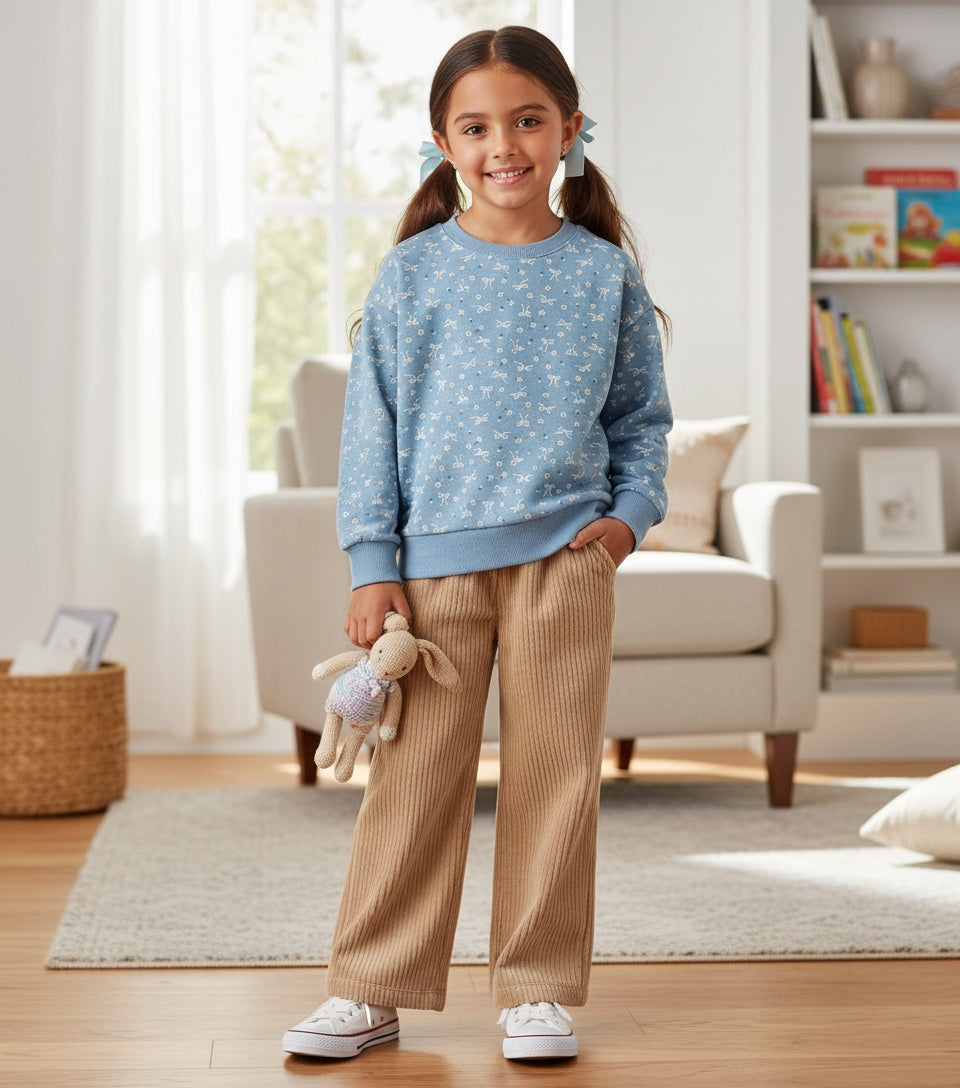 Carter's Girls Crewneck Top and Corduroy Wide Leg Pant, 2-Piece Set, Size 5T