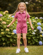 OshKosh B'Gosh Toddler Twill Button-Down Romper - Pink, Size 5T