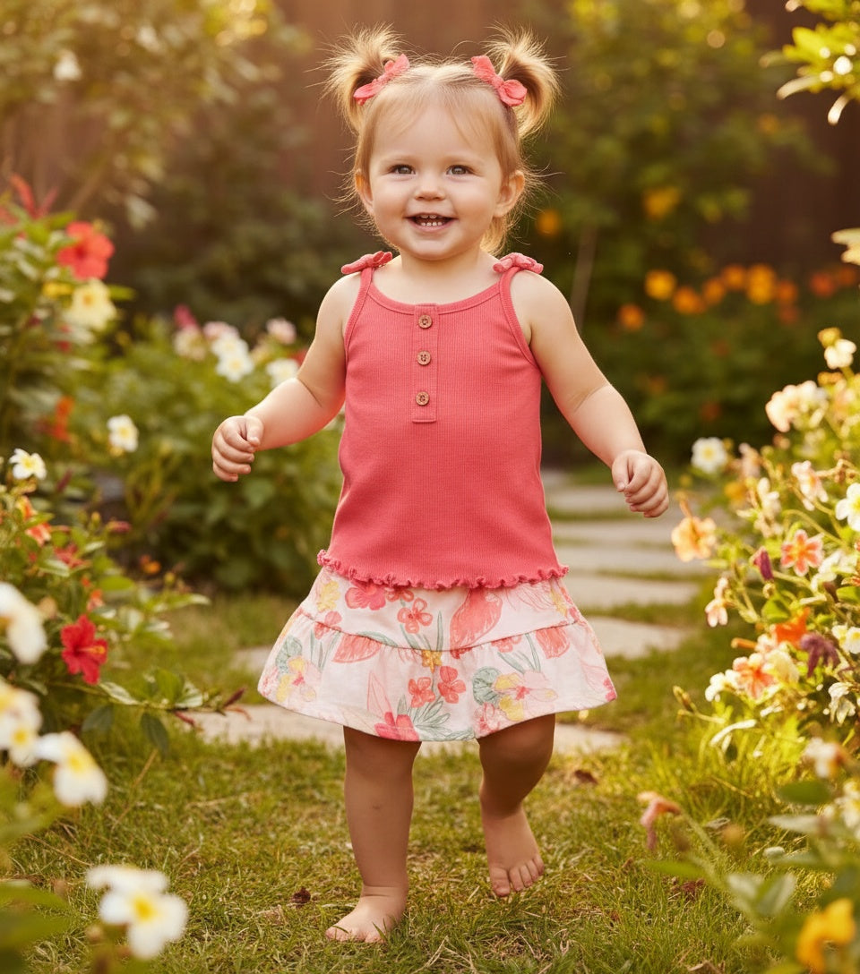 Carter's Baby 2-Piece Ribbed Tank and Floral Pull-On Skort Set