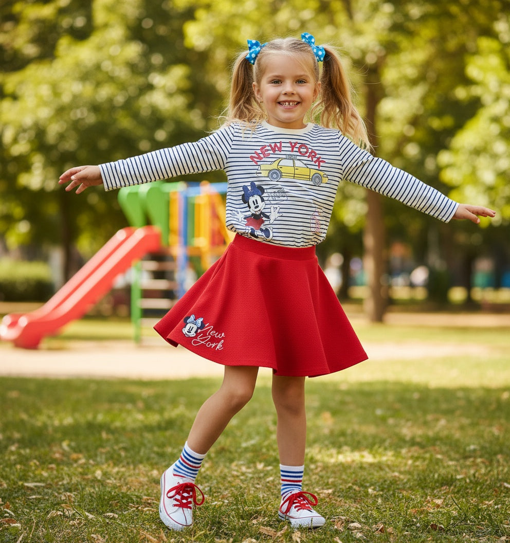 Disney Toddler and Little Girls 2-Piece Minnie New York, T-Shirt & Skirt Set, Sizes 4T to 6X