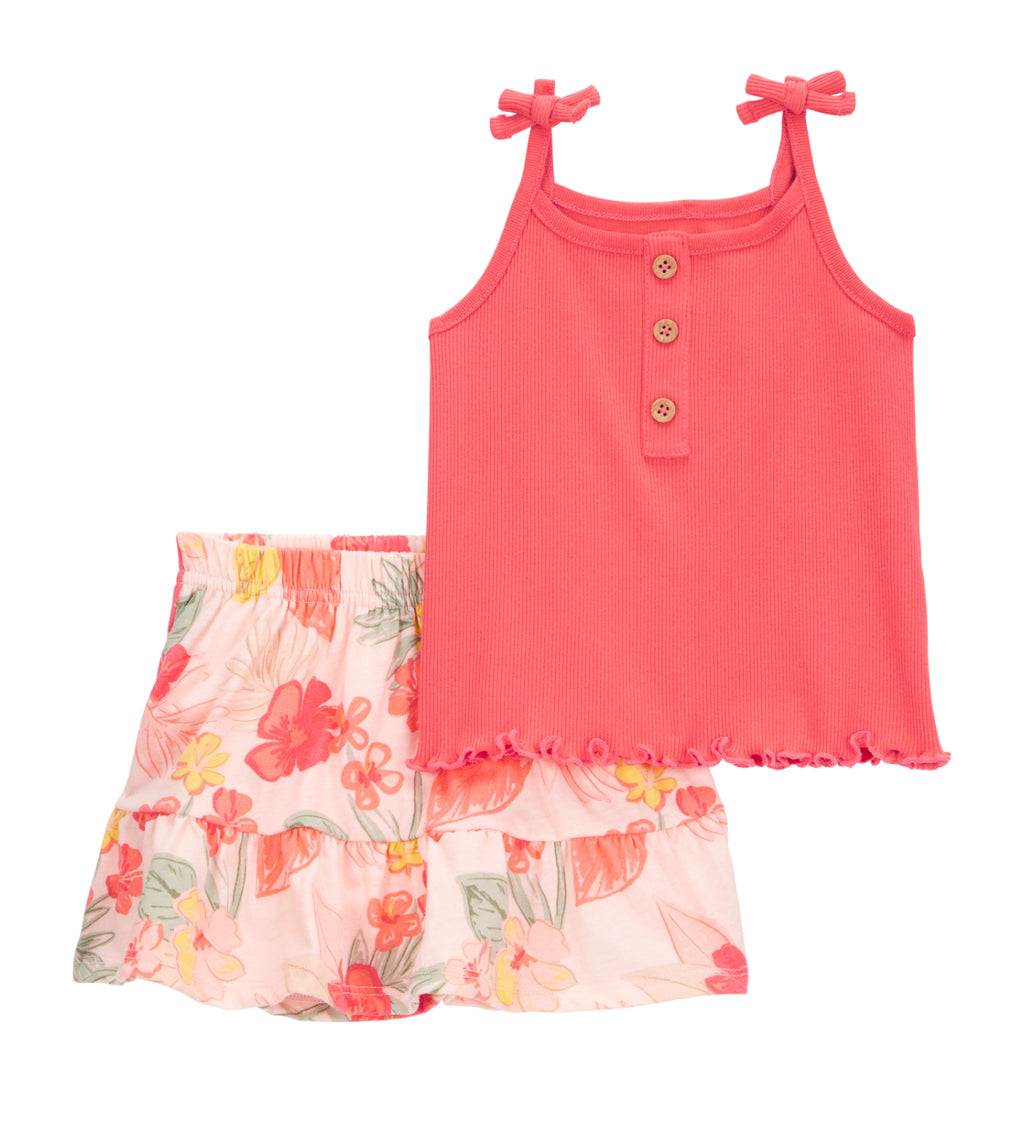 Carter's Baby 2-Piece Ribbed Tank and Floral Pull-On Skort Set