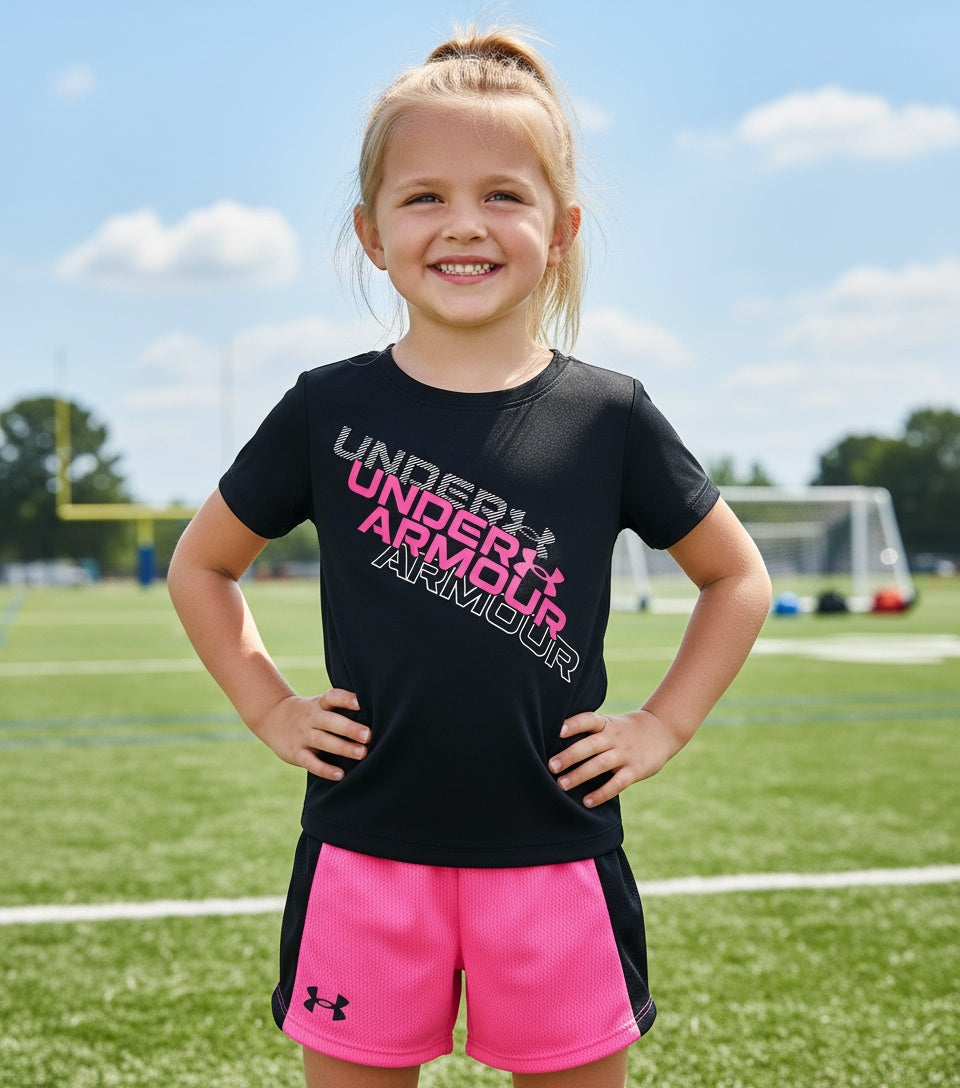 Under Armour Toddler and Little Girls T-shirt and Mesh Shorts, 2 Piece Set