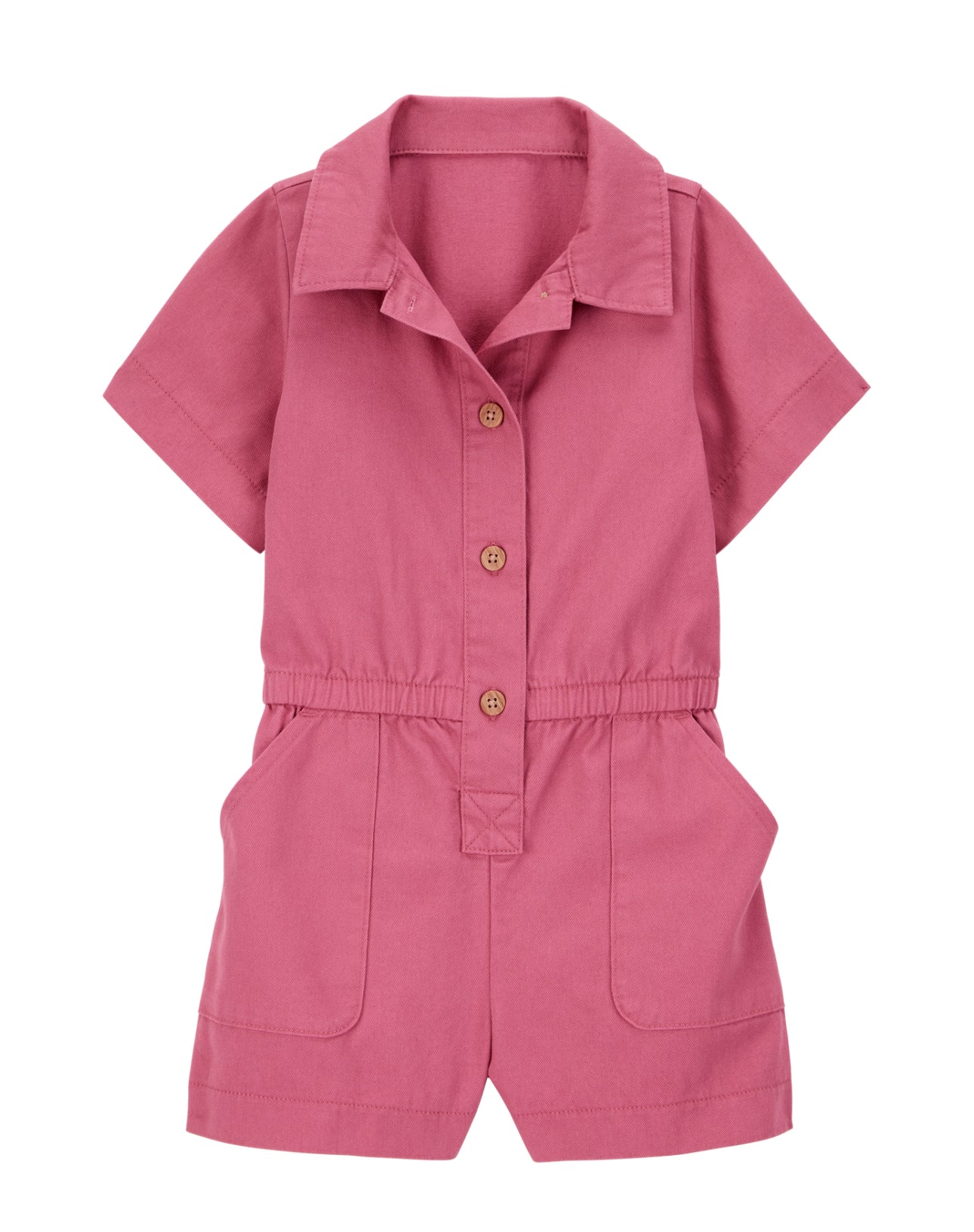 OshKosh B'Gosh Toddler Twill Button-Down Romper - Pink, Size 5T