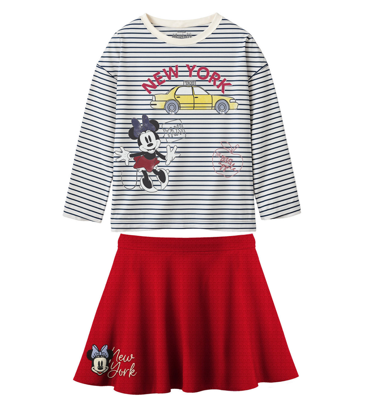 Disney Toddler and Little Girls 2-Piece Minnie New York, T-Shirt & Skirt Set, Sizes 4T to 6X