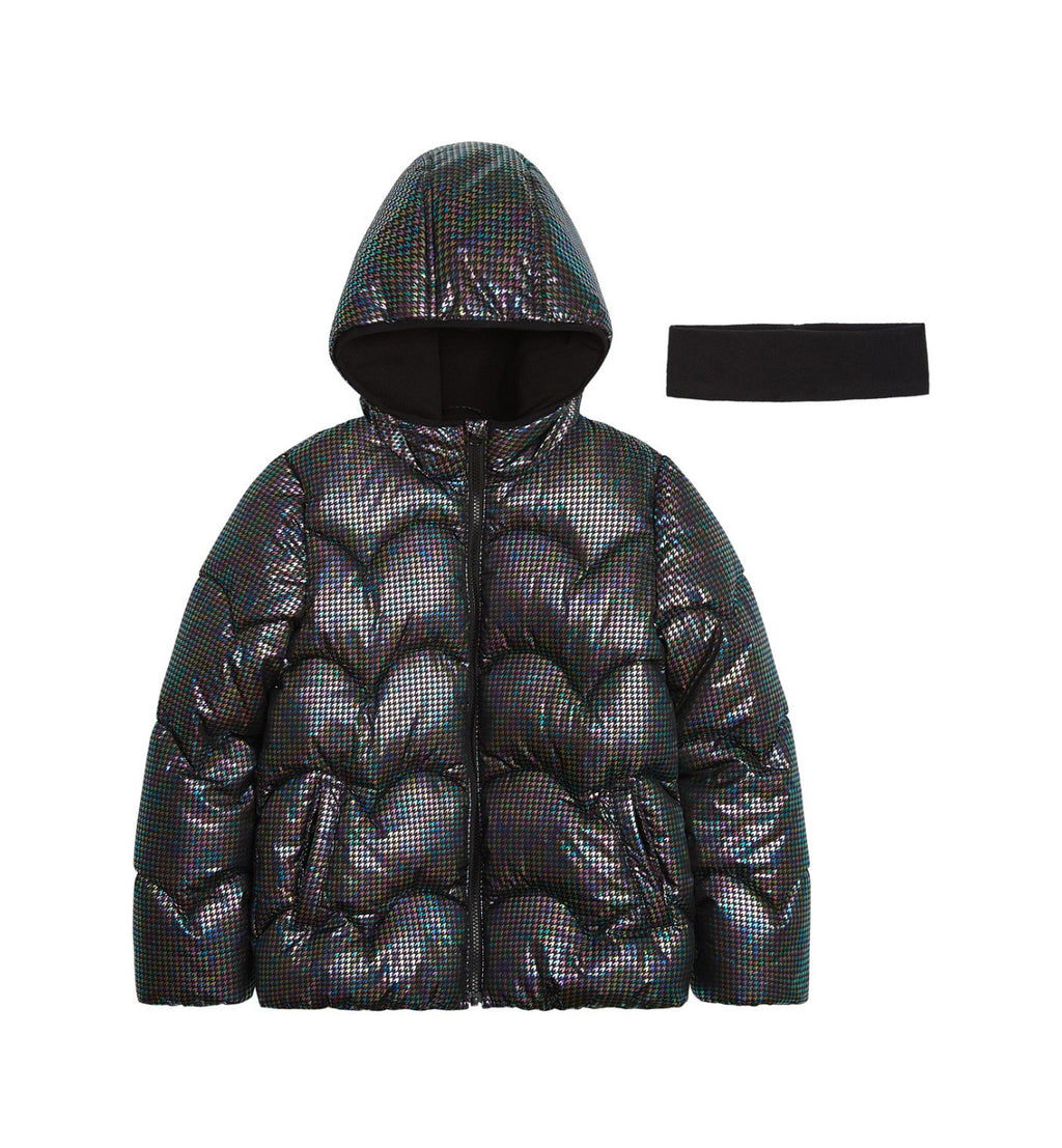 Weather Tamer Toddler and Little Girls Iridescent Foil Puffer Jacket, Size 2T