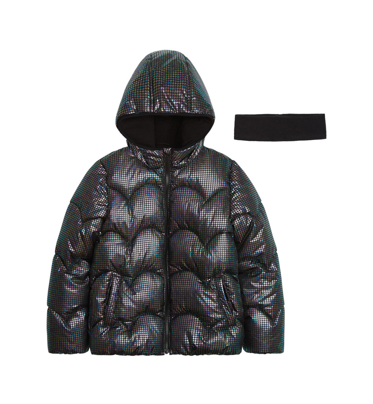 Weather Tamer Toddler and Little Girls Iridescent Foil Puffer Jacket, Size 2T