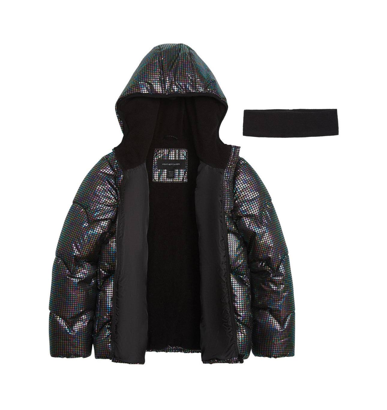 Weather Tamer Toddler and Little Girls Iridescent Foil Puffer Jacket, Size 2T