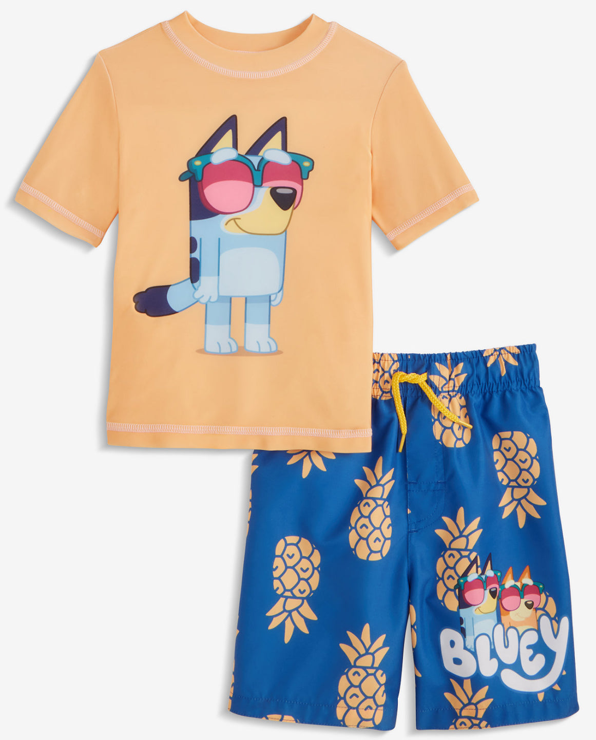 Dreamwave Toddler Boys Bluey Rash Guard and Swim Trunks 2-Piece Swimsuit, Size 3T