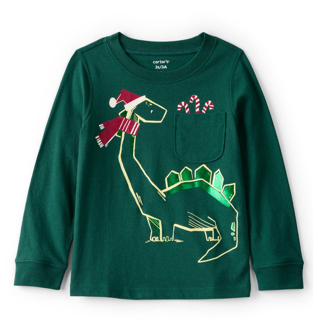 Carter's Toddler Boys Dinosaur Holiday Long Sleeve T-Shirt