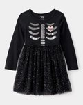 Carter's Toddler Halloween Skeleton Glitter Tulle Dress