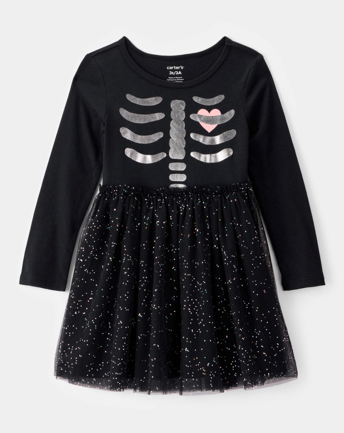 Carter's Toddler Halloween Skeleton Glitter Tulle Dress