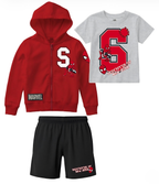 Spider-Man Boys Short-Sleeve T-Shirt, Sweatshirt, Shorts (3-Piece Set)